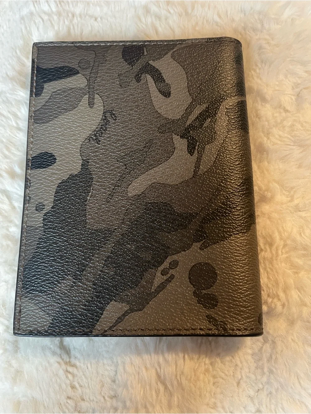 Coach Black & Gray Camo Passport Holder